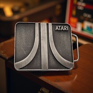Vintage Atari Belt Buckle,natural patina,Atari trademark engraved on the back